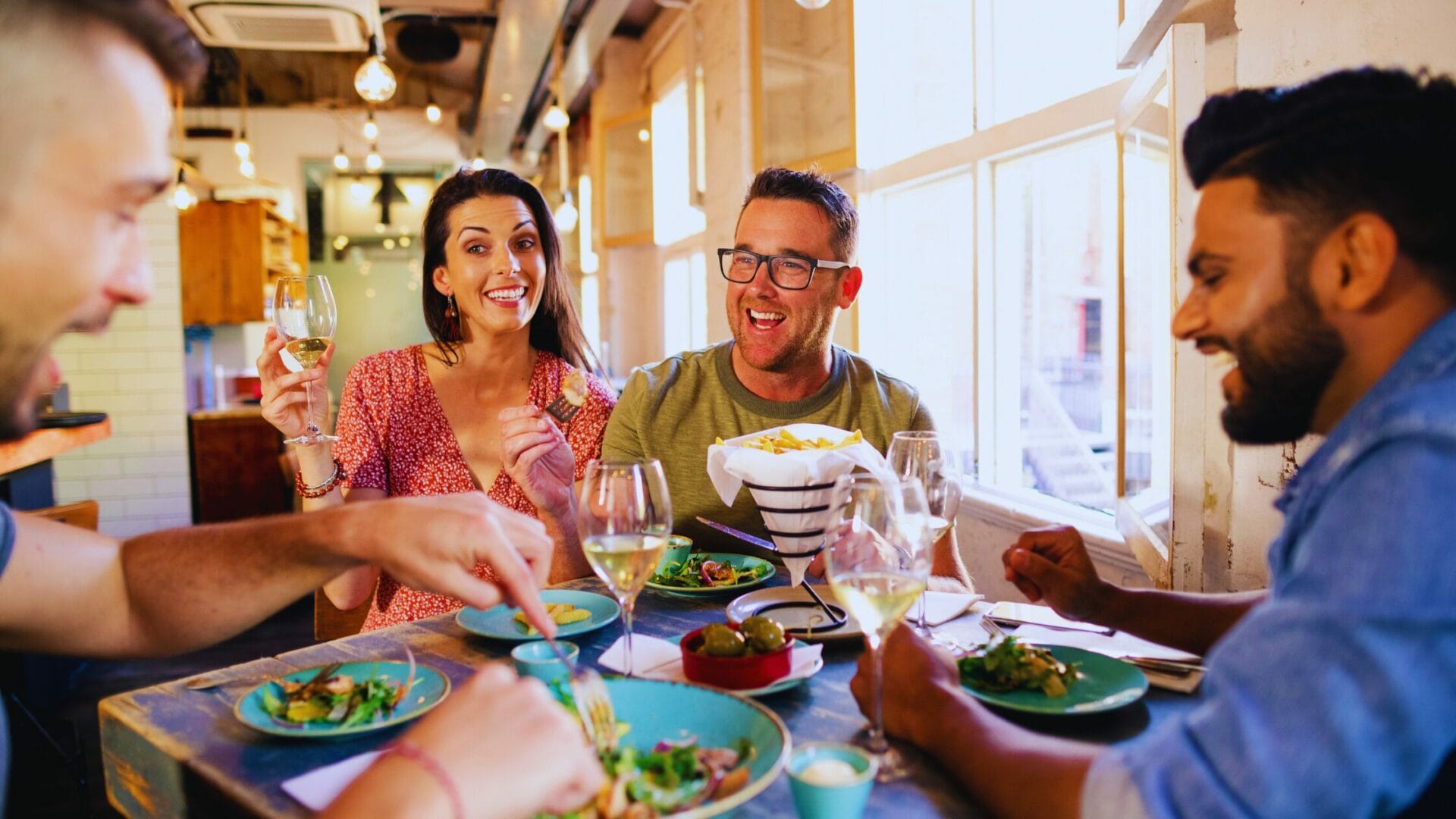 People eating out for free