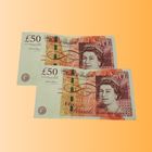 Two £50 notes for cash prize competition